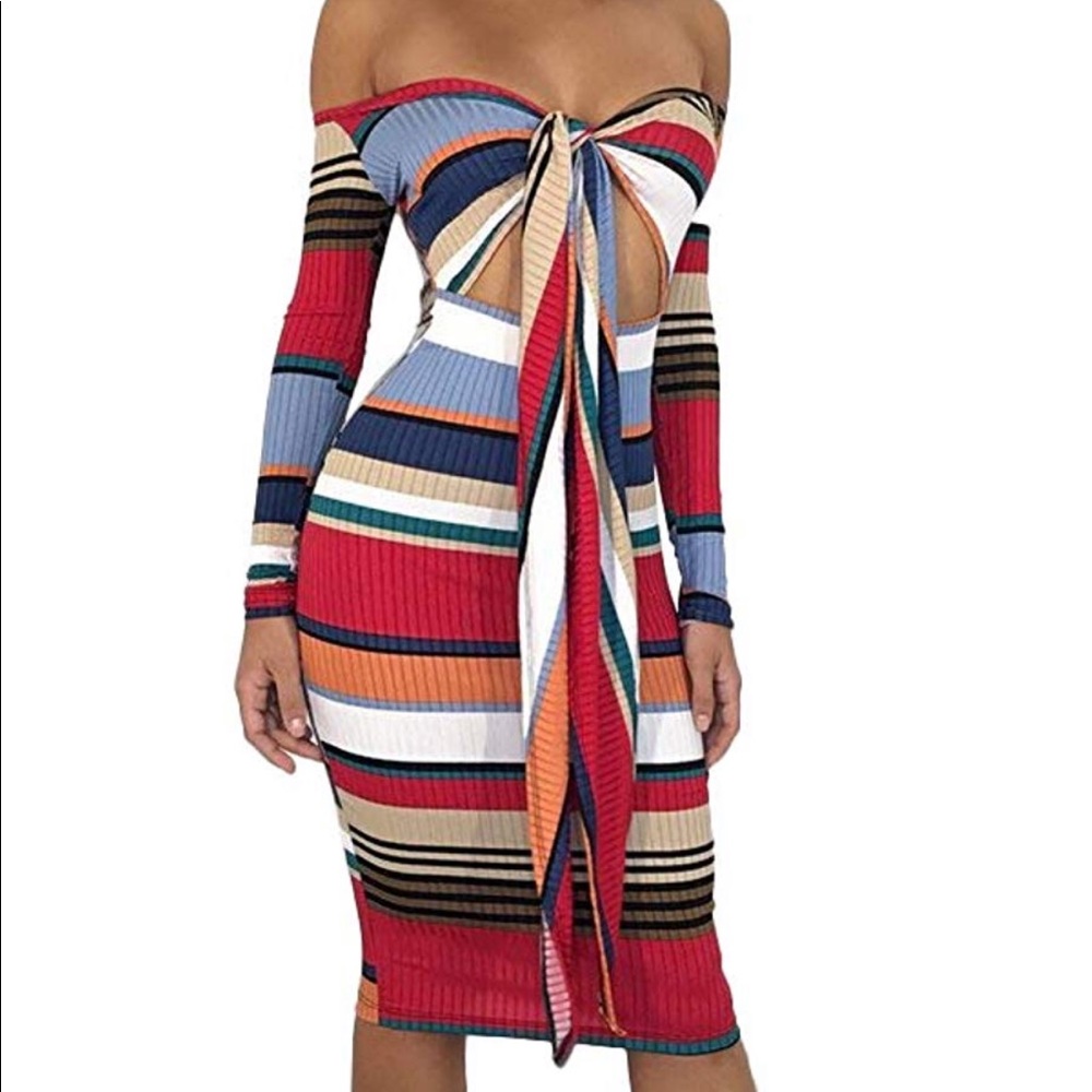 Women Off The Shoulder Multi Wear Tie Dress
